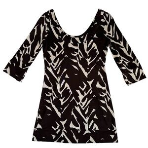 DVF Aggie Silk Jersey Dark Brown Safari 60s Mod
Shift Dress Size 4